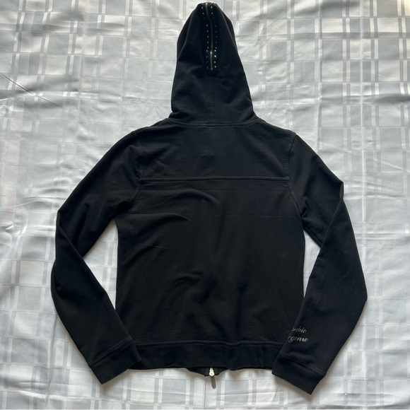 BCBGeneration Y2K Black Full Zip Silver Rhinestone Hoodie - Picture 13 of 14